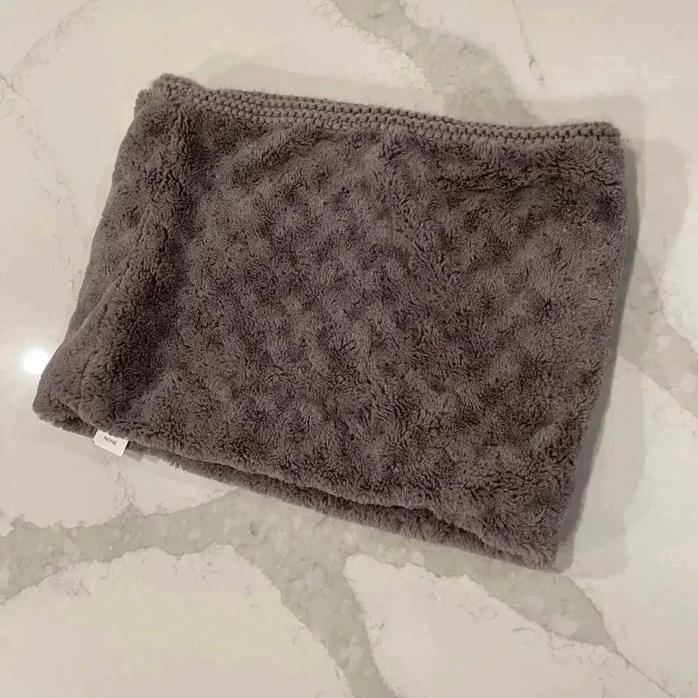 Loft NWT Faux Fur Muff Scarf Brown Patterned Faux Fur Thick Knit Inside Cozycore